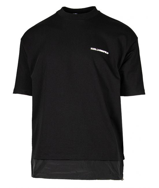 Black Crewneck with Drawcord Hem Detail