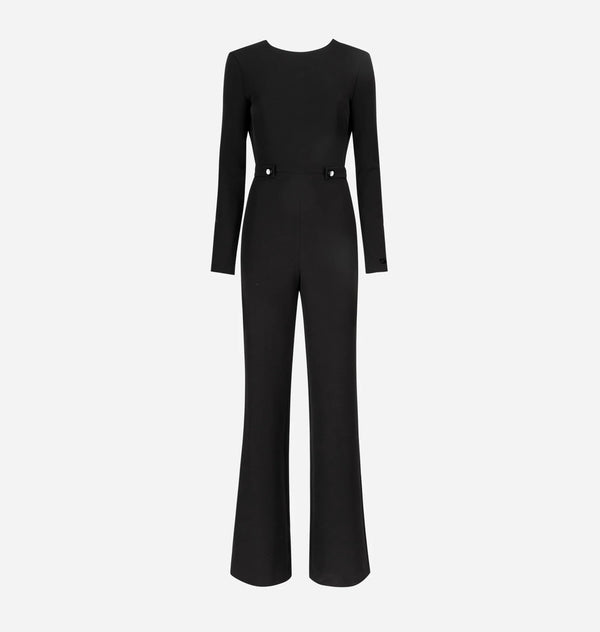 Black Backless Uniform Jumpsuit