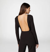 Black Backless Uniform Jumpsuit