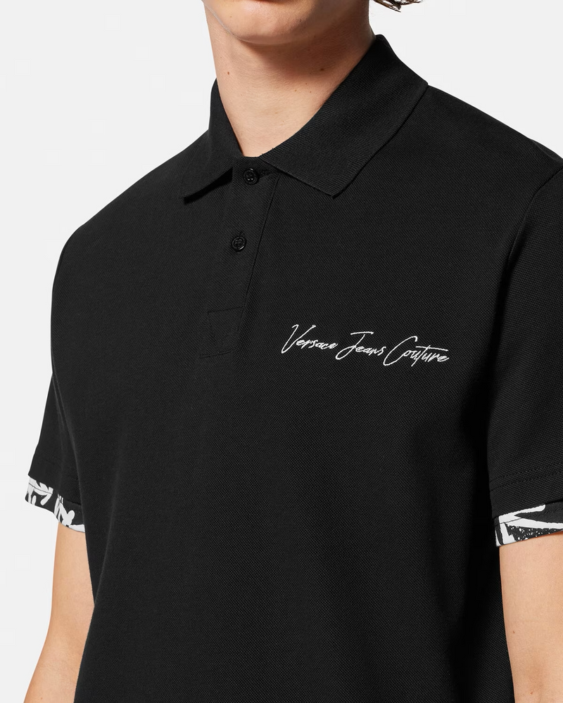 Calligraphy Logo Couture Polo in Black
