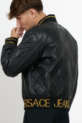 Couture Black Leather Bomber Jacket
