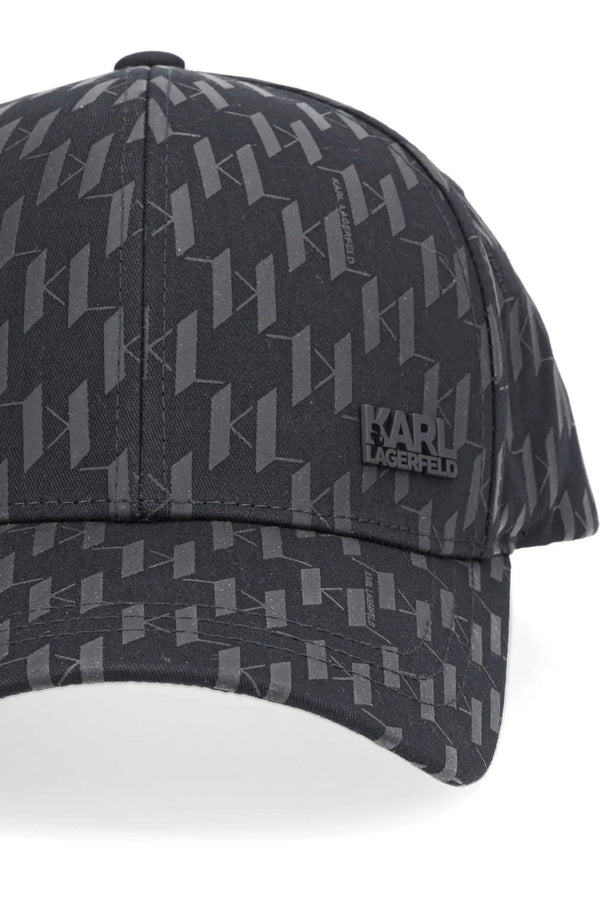KL Black Cap with All Over Logo Print