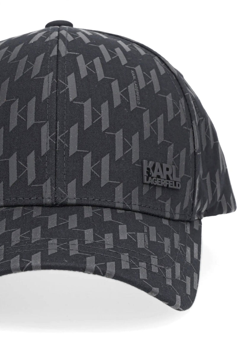 KL Black Cap with All Over Logo Print