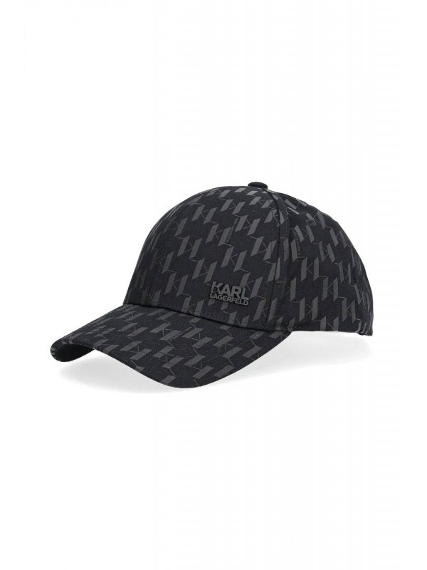 KL Black Cap with All Over Logo Print