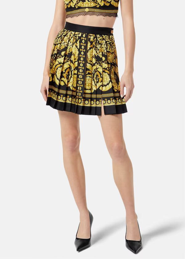 Barocco Print Pleated Skirt