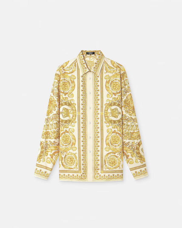 White/Gold Barocco Silk Shirt