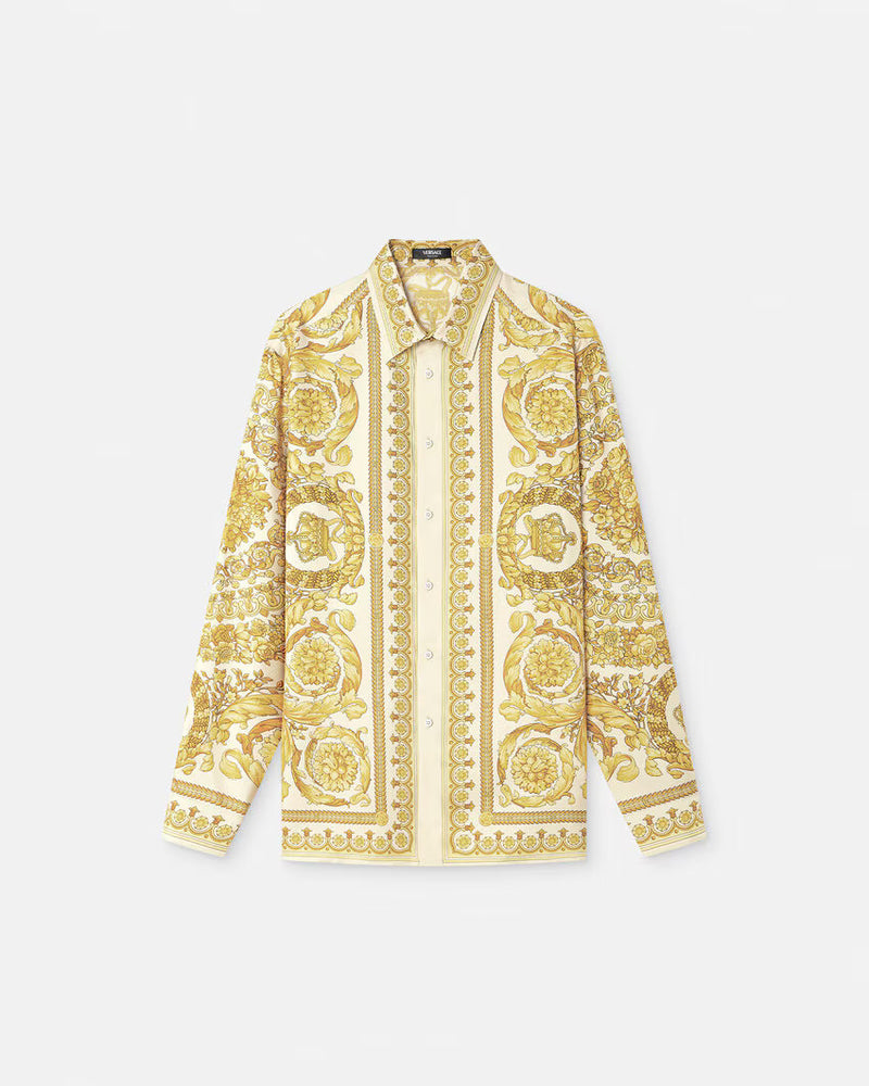 White/Gold Barocco Silk Shirt