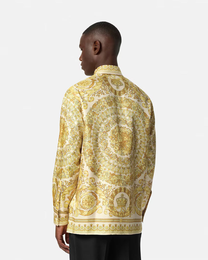 White/Gold Barocco Silk Shirt