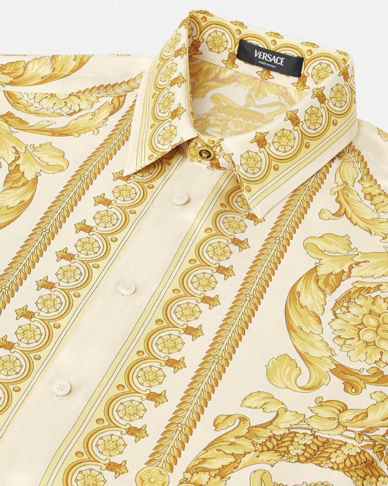 White/Gold Barocco Silk Shirt