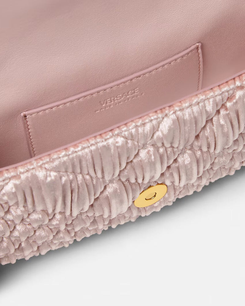 Greca Goddess Velvet Mini Bag in Pink