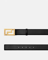 Gold Buckle Greca Leather Belt 4cm