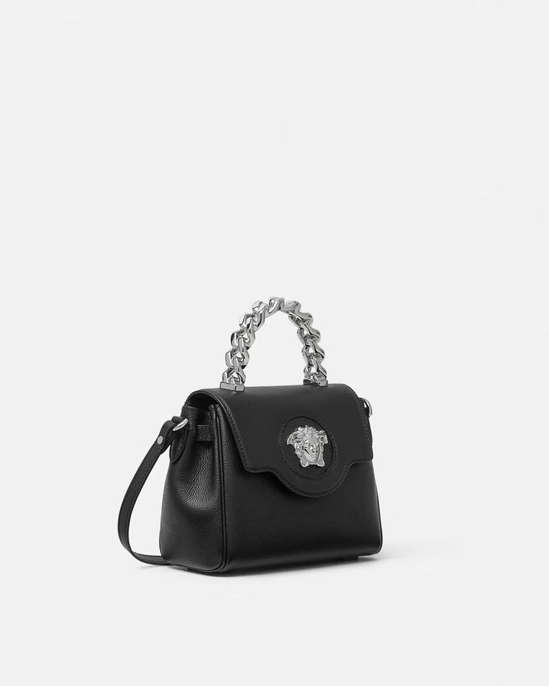Silver La Medusa Plaque Handbag in Black