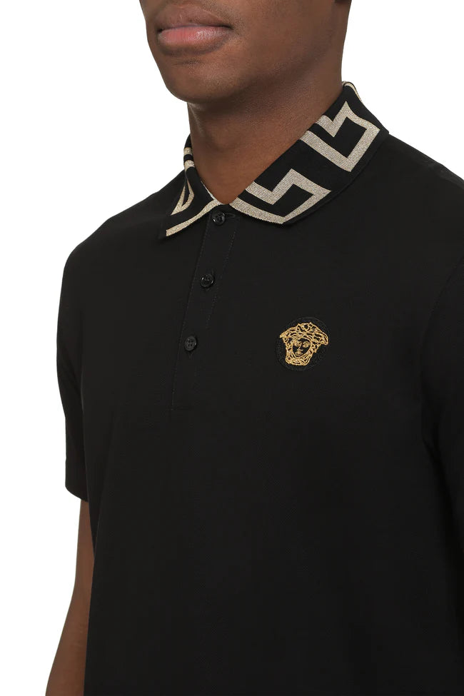 Black Greca Polo Shirt