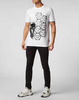 T-shirt Round Neck SS with Skull and Logo Print