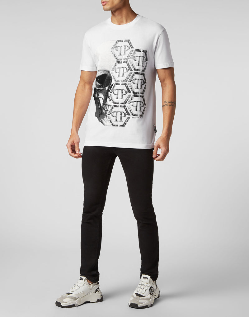 T-shirt Round Neck SS with Skull and Logo Print