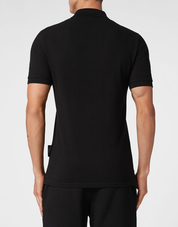 Black Polo with Logo Patch