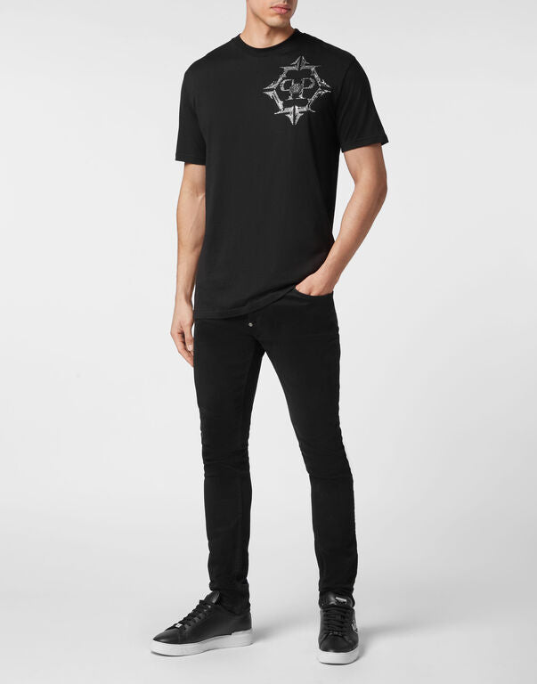 Black T-shirt Round Neck SS Chrome