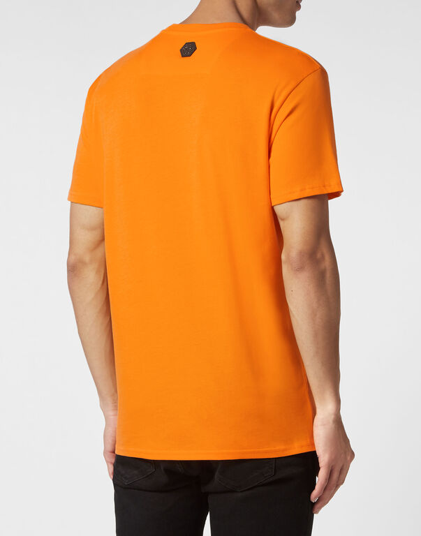 Orange Skull Print T-Shirt SS Chrome