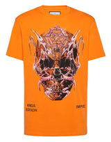 Orange Skull Print T-Shirt SS Chrome