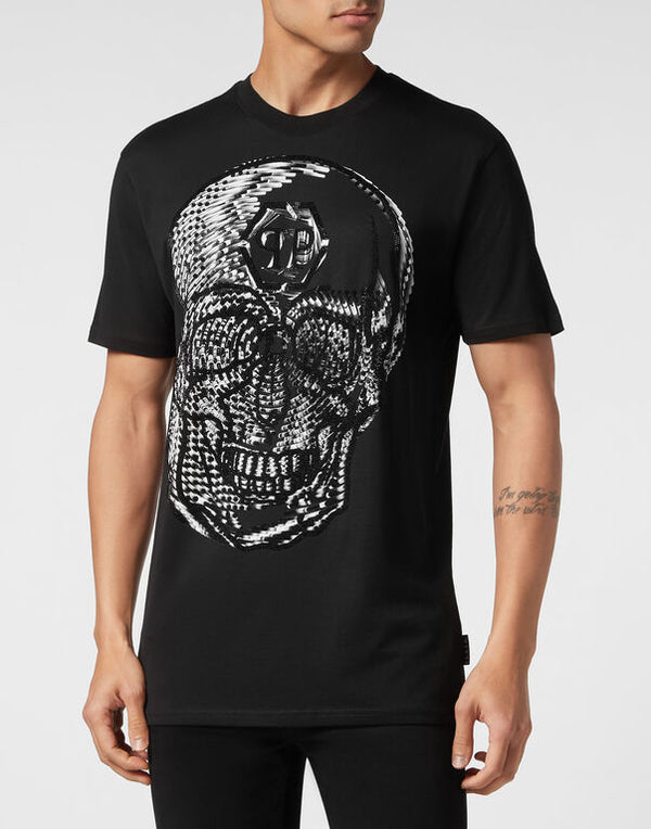 Black T-shirt Round Neck SS Skull Print