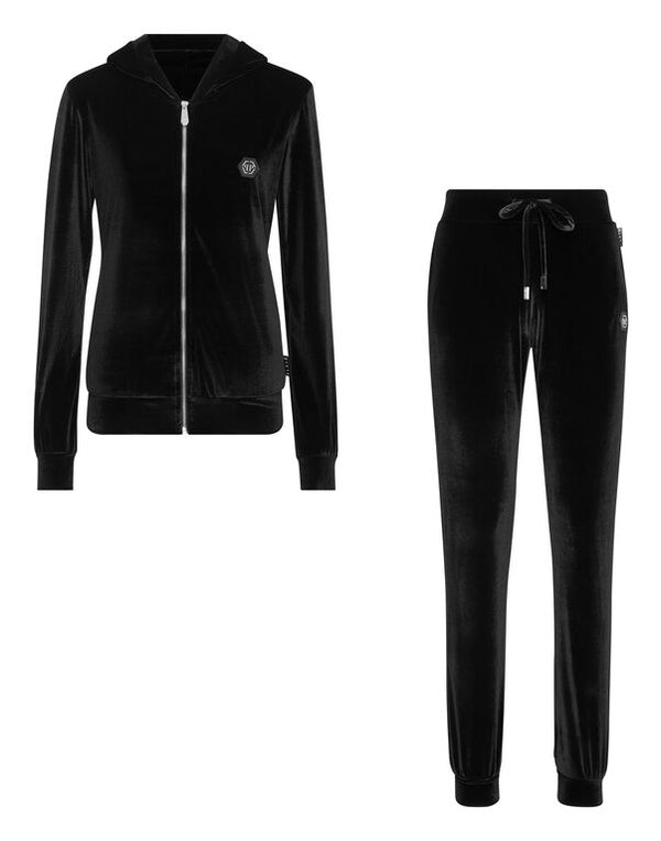 Black Velvet Jogging Tracksuit 3D Skull