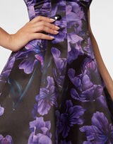 Purple Duchesse Midi Dress Flowers