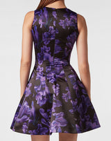 Purple Duchesse Midi Dress Flowers