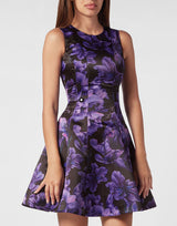 Purple Duchesse Midi Dress Flowers