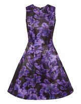 Purple Duchesse Midi Dress Flowers
