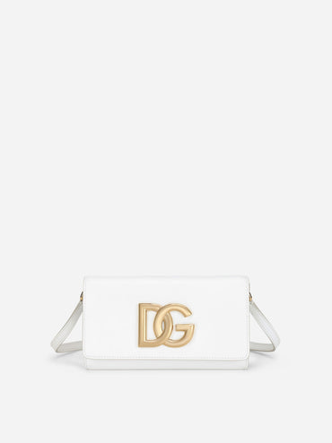 White Calfskin 3.5 Clutch with Strap