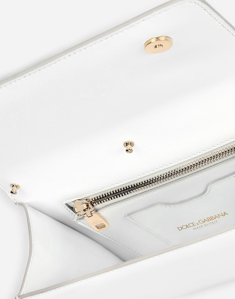 White Calfskin 3.5 Clutch with Strap