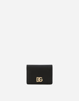 Black Leather Wallet with Gold Logo