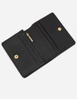 Black Leather Wallet with Gold Logo