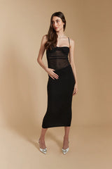 Ribbed Bottom Pencil Skirt - Nero