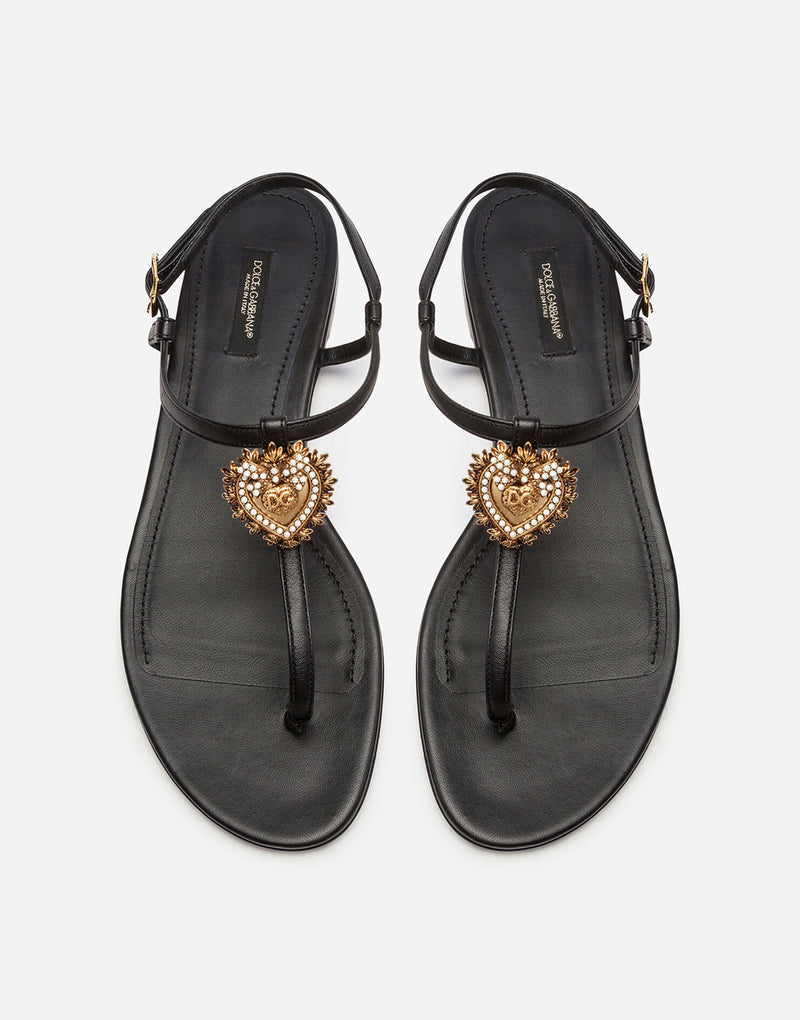 Devotion Black Leather Sandals