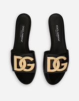 Black Calfskin Slides with DG Logo