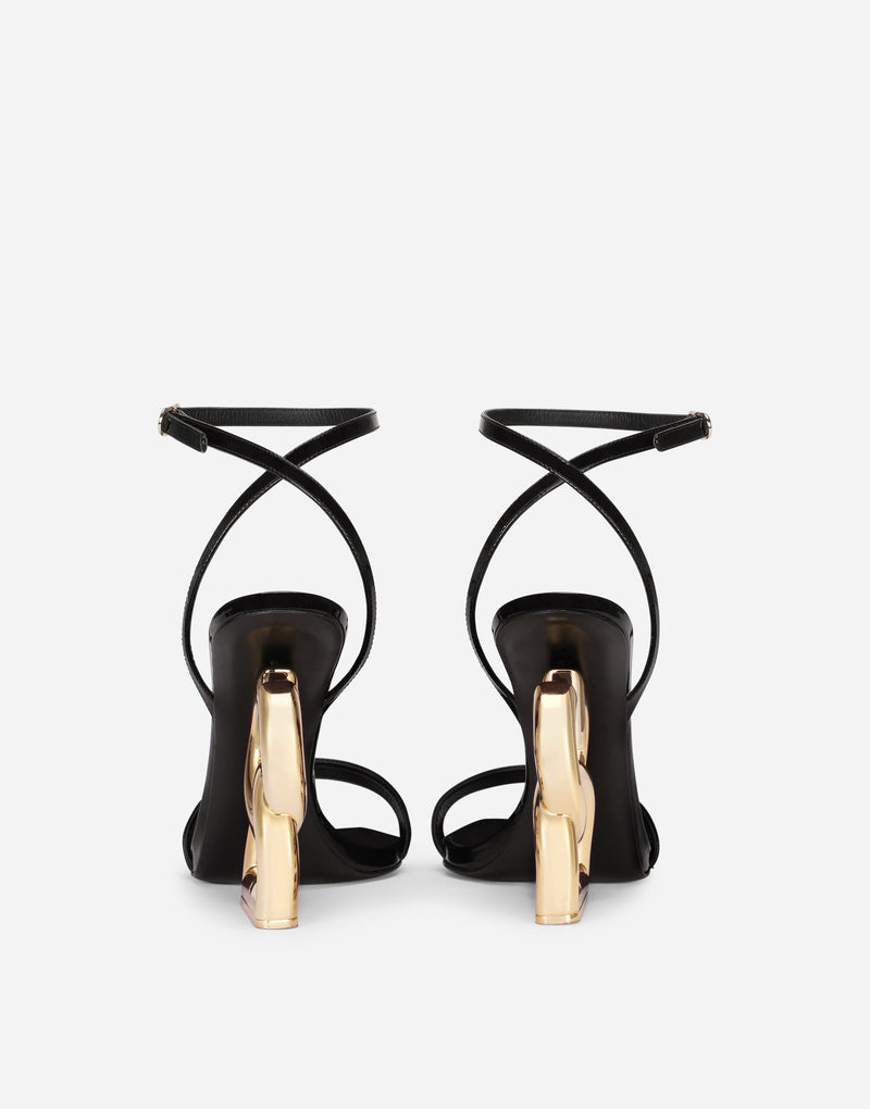 Leather Sandals with DG Gold Heel