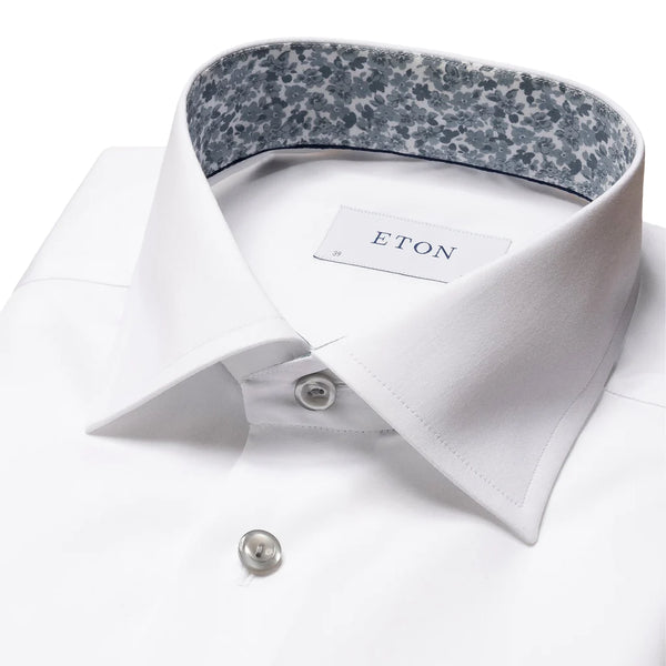 White Shirt with Floral Grey Trim