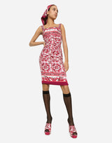 Silk Midi Dress in Majolica Print