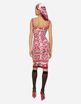Silk Midi Dress in Majolica Print