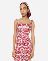Silk Midi Dress in Majolica Print