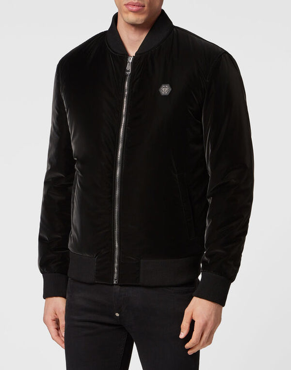 Black Nylon Bomber Jacket