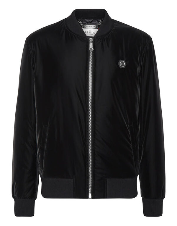 Black Nylon Bomber Jacket