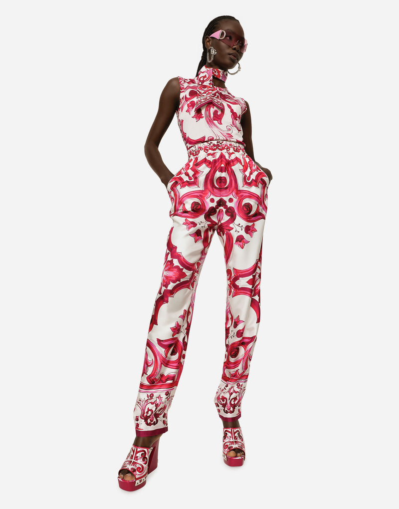 Silk Top with Majolica Print