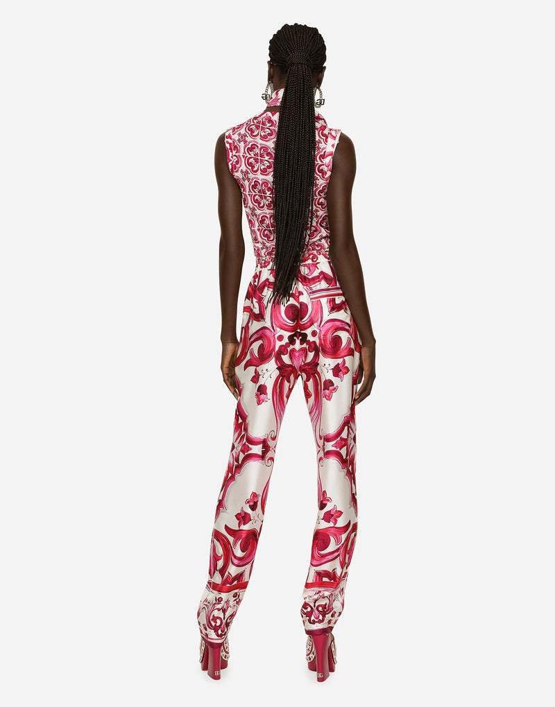 Silk Top with Majolica Print