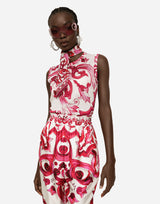 Silk Top with Majolica Print
