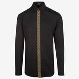 Black Versace Shirt with Gold Greca Strip