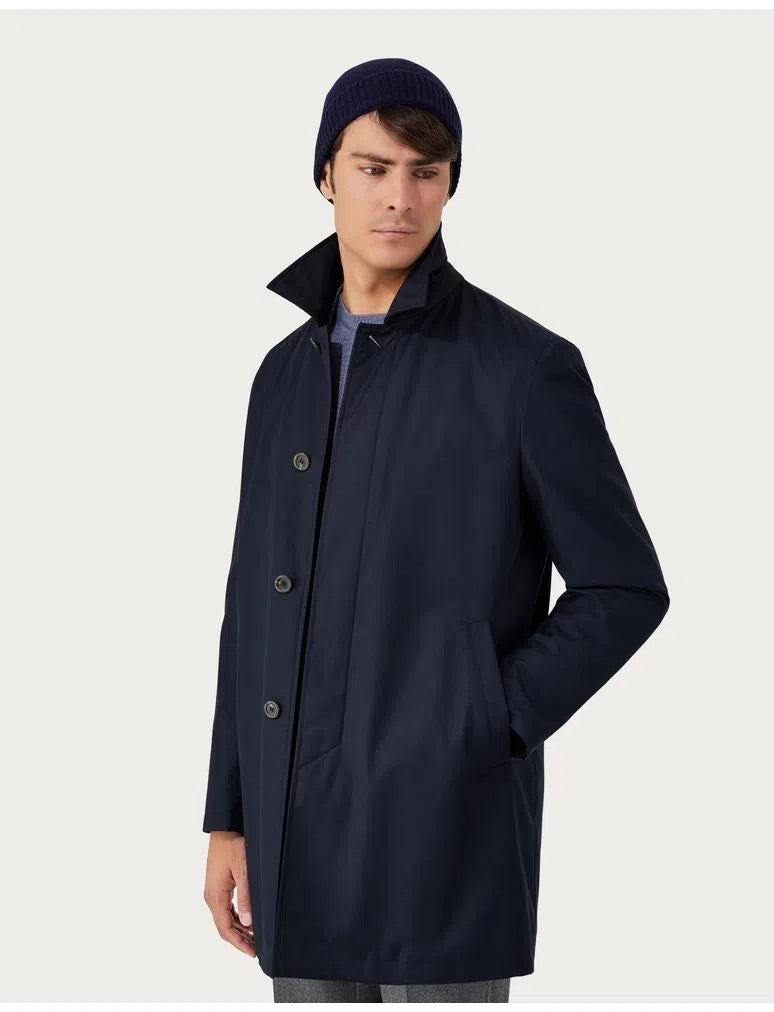 Navy Straight-Cut Trench Coat