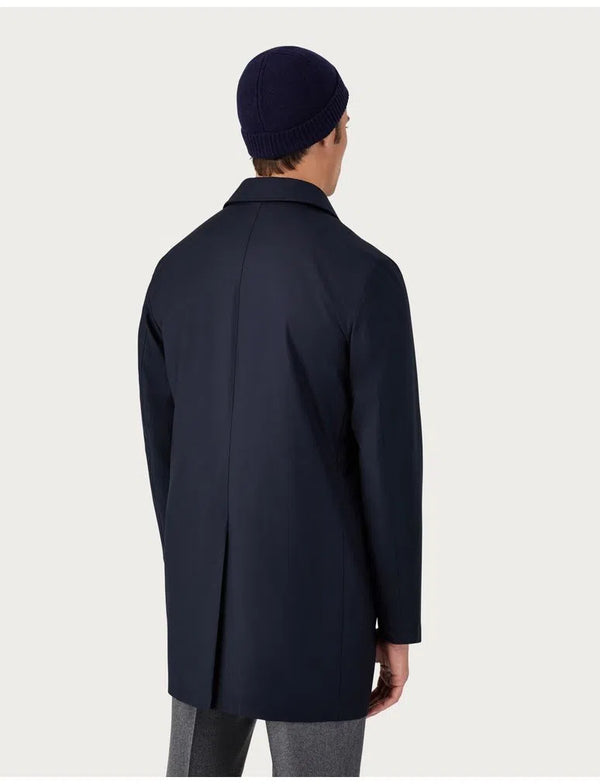 Navy Straight-Cut Trench Coat