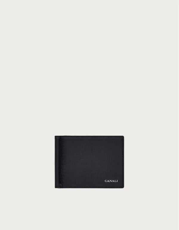 Black Tumbled Calfskin Spring Wallet